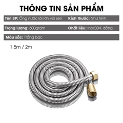 Ống nước vòi sen vòi vệ sinh lõi lớn, tăng lưu lượng nước gấp nhiều lần, dây bọc inox 304 và 2 đầu đai ốc bằng đồng