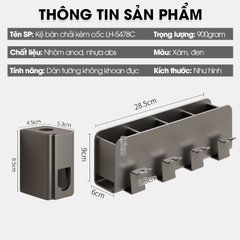 Kệ treo bàn chải và kem đánh răng có kèm cốc và dụng cụ nhã kem tự động LH-5478C