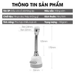 Đầu vòi cổ dài tăng áp 3 cấp độ gắng vòi rửa chén, dễ dàng xoay đến mọi ngóc ngách của bồn rửa