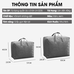 Túi đựng quần áo, túi đựng chăn bông chống bụi chống ẩm cỡ lớn LH-3235 vải không dệt chất lượng cao