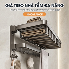 Giá treo khăn đa năng, kệ để khăn tắm gấp gọn SQ-6244 Nhôm Anod không rỉ