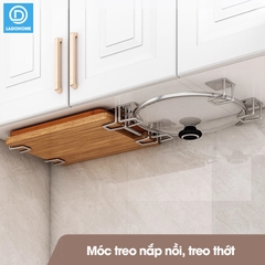 Móc dán tường nhà bếp đa năng RX17 gác nắp nồi, đồ gác nắp vung nồi, treo thớt, treo rổ rá, chất liệu INOX không rỉ