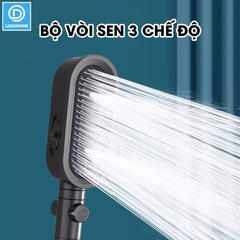 Vòi sen tăng áp 3 chế độ có đầu xả lớn có lõi lọc LH-9007 + kèm giá treo, ống nước TPR silicon siêu bền nóng lạnh