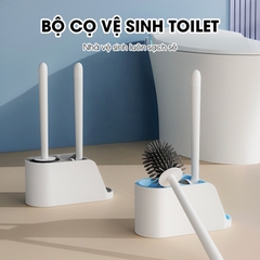 Cọ chà bồn cầu, bàn chải toilets nhà vệ sinh đầu silicon 2 trong 1 LH-8675, với đầu cọ linh hoạt len lõi mọi ngóc ngách
