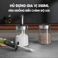 Hủ gia vị thủy tinh 350ml có thể điều chỉnh độ dài của muỗng TLG042-1