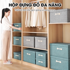 Hộp đựng đồ đa năng, quần áo chăn mền có nắp đậy LH-3107, vải lanh không dệt chất lượng cao, chống ẩm mốc, nhiều size