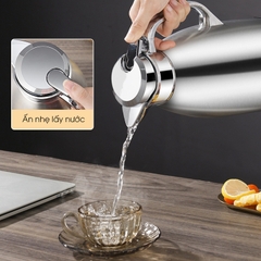 Bình giữ nhiệt, ấm giữ nhiệt loại lớn 2.3L phong cánh châu Âu LH-2439, thời gian giữ nhiệt 24h, inox 304 cao cấp