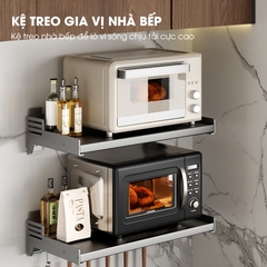 Kệ lò vi sóng, kệ gia vị kệ nhà bếp treo tường SQ-6188 thép carbon không rỉ
