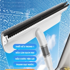 Cây lâu kính C10, lau cửa sổ kính kết hợp gạt nước và chà bùi bẩn + Tặng kèm 2 miếng lau thay thế