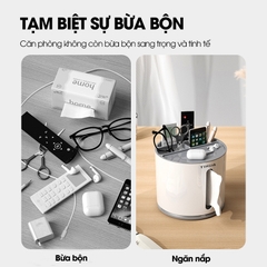 Hộp khăn giấy hộp đựng bút để bàn nhiều ngăn có thể xoay 360 TIHUA T9002