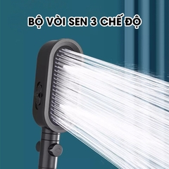 Vòi sen tăng áp 3 chế độ có đầu xả lớn có lõi lọc LH-9007 + kèm giá treo, ống nước TPR silicon siêu bền nóng lạnh