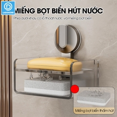 Khay đựng xà phòng LH-1946 có ngăn để bàn chải loại cốc hút chân không gắn tường dễ lắp đặt, nhôm anod không gỉ