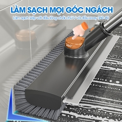 Cây chà sàn C16, chổi chà cọ sàn và gạt nước 2 trong 1, phiên bản nâng cấp với mặt bàn chải mở rộng chữ V chà mọi góc nghách