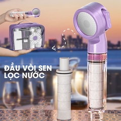 Vòi tắm hoa sen di động, vòi sen du lịch, vòi sen cầm tay có lõi lọc kèm túi đựng tiện lợi LD-9015