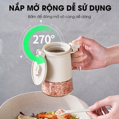 Hủ đựng gia vị cao cấp 350ml TLG-045 nắp bật có ron su dày đậy kín tuyệt đối, viên hút ẩm giữ cho gia vị khô ráo