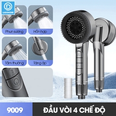 Bộ vòi sen tăng áp 4 chế độ LH-9009 có đầu massage, nhựa ABS cao cấp, dùng được nóng lạnh đi kèm dây ống 1.5m và giá đỡ