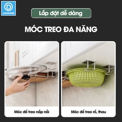 Móc dán tường nhà bếp đa năng RX17 gác nắp nồi, đồ gác nắp vung nồi, treo thớt, treo rổ rá, chất liệu INOX không rỉ