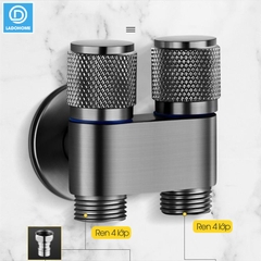 Bộ vòi xịt vệ sinh, toilet cao cấp LH-9424 thép không rỉ, lõi đồng + dây lò xo 2m, giá đỡ dán tường, van chia chữ H