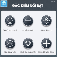 Bộ vòi sen điều áp 3 chế độ kèm lõi lọc LH-9005 + bao gồm giá đỡ và ống nối 1.5m