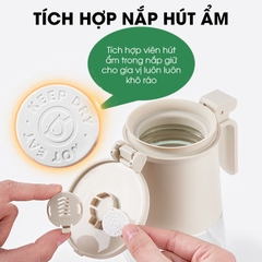 Hủ đựng gia vị cao cấp 350ml TLG-045 nắp bật có ron su dày đậy kín tuyệt đối, viên hút ẩm giữ cho gia vị khô ráo