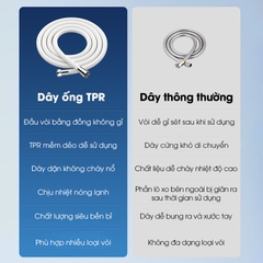 Ống nước vòi sen 1.5m TPR Silicon dẻo dai siêu bền chống cháy sử dụng được nóng lạnh, đầu nối bằng đồng chống mòn