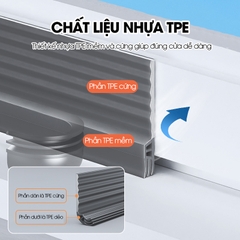 Chặn khe cửa sổ, cửa lùa, cửa sổ đường ray hoặc cửa đóng mở có sẵn keo dán giúp ngăn gió bụi, côn trùng và cách âm