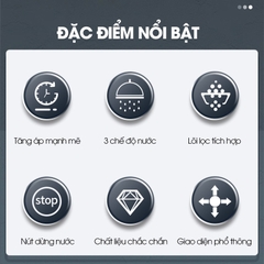 Bộ vòi sen điều áp 3 chế độ kèm lõi lọc LH-9005 + bao gồm giá đỡ và ống nối 1.5m
