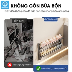 Kệ để giày dép treo tường 2 tầng LD-5233 nhôm anod không rỉ + tặng kèm miếng dán, tắt kê và vít