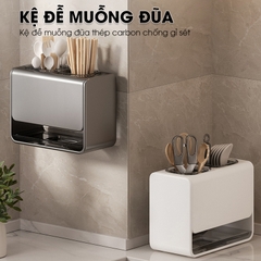 Kệ muỗng đũa, ống đựng muỗng đũa để bàn hoặc treo tường LH-6325 thép carbon chống rỉ