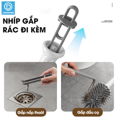 Cọ chà vệ sinh bồn cầu cán dài silicon gắn tường MT14 + tặng kèm kẹp gắp lông tóc