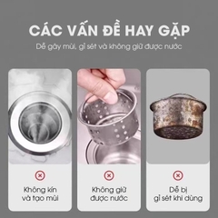 Bộ lọc thoát nước cho bồn rửa chén, nắp thoát chậu rửa nhà bếp LH-2504, chất liệu inox và đồng không rỉ cao cấp