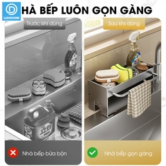 Kệ để đồ rửa chén, nước rửa chén bát, giẻ lau để bồn rửa LH-2345 thép carbon sơn nhiệt chống rỉ sét