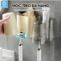Giá để bàn chải và kem đánh răng kèm cốc súc miệng W8288 dán tường, nhựa PP nguyên sinh an toàn