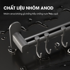 Móc treo nhà bếp đa năng có rảnh để dao và gác nắp nồi Nhôm Anod không rỉ RX08