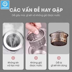 Bộ lọc thoát nước cho bồn rửa chén, nắp thoát chậu rửa nhà bếp LH-2504, chất liệu inox và đồng không rỉ cao cấp