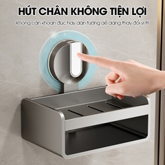 Khay đựng xà phòng LH-1946 có ngăn để bàn chải loại cốc hút chân không gắn tường dễ lắp đặt, nhôm anod không gỉ