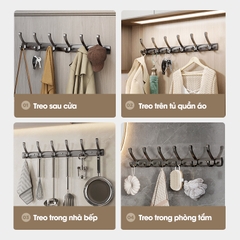 Móc treo tường RX14 Nhôm anod không rỉ, móc treo quần áo phòng ngủ, phòng khách, nhà tắm, nhà bếp, móc treo sau cửa
