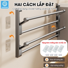 Kệ để giày dép treo tường 2 tầng LD-5233 nhôm anod không rỉ + tặng kèm miếng dán, tắt kê và vít