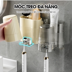 Giá để bàn chải và kem đánh răng kèm cốc súc miệng W8288 dán tường, nhựa PP nguyên sinh an toàn