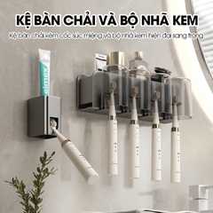 Kệ treo bàn chải và kem đánh răng có kèm cốc và dụng cụ nhã kem tự động LH-5478C