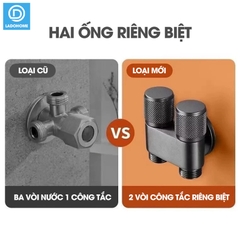 Van chia nước đầu nguồn 2 đầu ra có khóa độc lập LD-9105, inox 304 mạ điện cao cấp bóng đẹp không rỉ