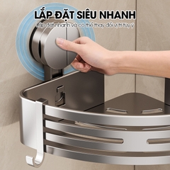 Kệ treo tường nhà tắm nhà bếp cốc hút chân không LD-6717 / LD-6719, nhôm anod không rỉ, không cần khoan đục