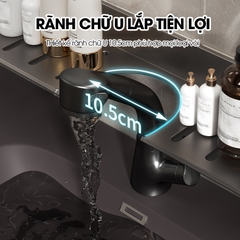 Kệ lắp bồn rửa mặt nhà tắm, giá để đồ trước gương LH-5588 Nhôm Anod không rỉ + tăng kèm keo dán + tắt kê ốc vít