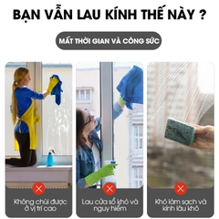 Cây lâu kính C10, lau cửa sổ kính kết hợp gạt nước và chà bùi bẩn + Tặng kèm 2 miếng lau thay thế