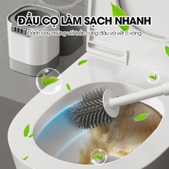 Cọ chà vệ sinh bồn cầu cán dài silicon gắn tường MT14 + tặng kèm kẹp gắp lông tóc