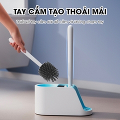 Cọ chà bồn cầu, bàn chải toilets nhà vệ sinh đầu silicon 2 trong 1 LH-8675, với đầu cọ linh hoạt len lõi mọi ngóc ngách