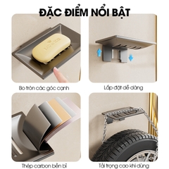 Khay đựng xà bông cục dán tường LD-1937 , khay đựng xà phòng có lỗ thoát nước thép carbon chống gỉ