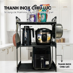 Kệ nhà bếp, kệ để đồ gia dụng nồi cơm điện, lò vi sóng, nồi chiên không dầu LD-3642, khung inox không rỉ chịu tải lớn