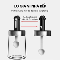 Hủ gia vị thủy tinh 350ml có thể điều chỉnh độ dài của muỗng TLG042-1