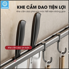 Móc treo nhà bếp đa năng có rảnh để dao và gác nắp nồi Nhôm Anod không rỉ RX08